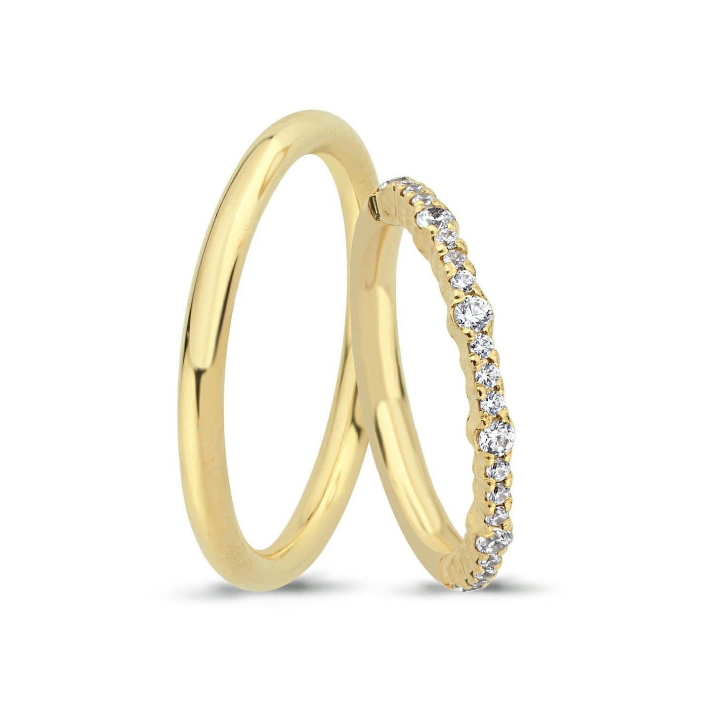 Paar goldene Eheringe im Set