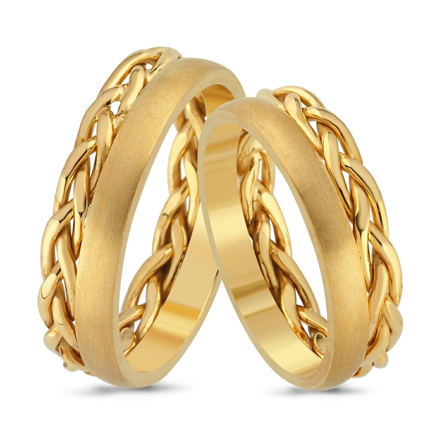 Paar goldene Eheringe im Set