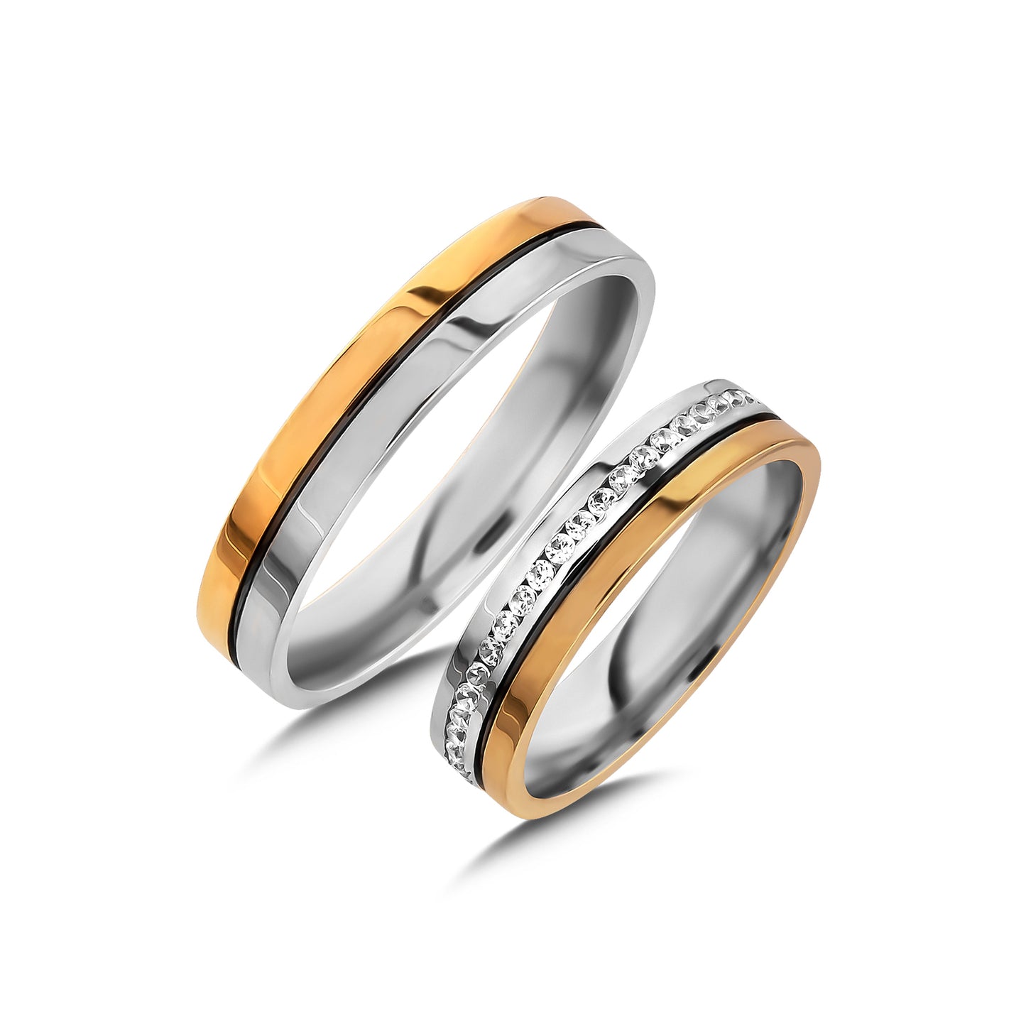 Paar goldene Eheringe im Set