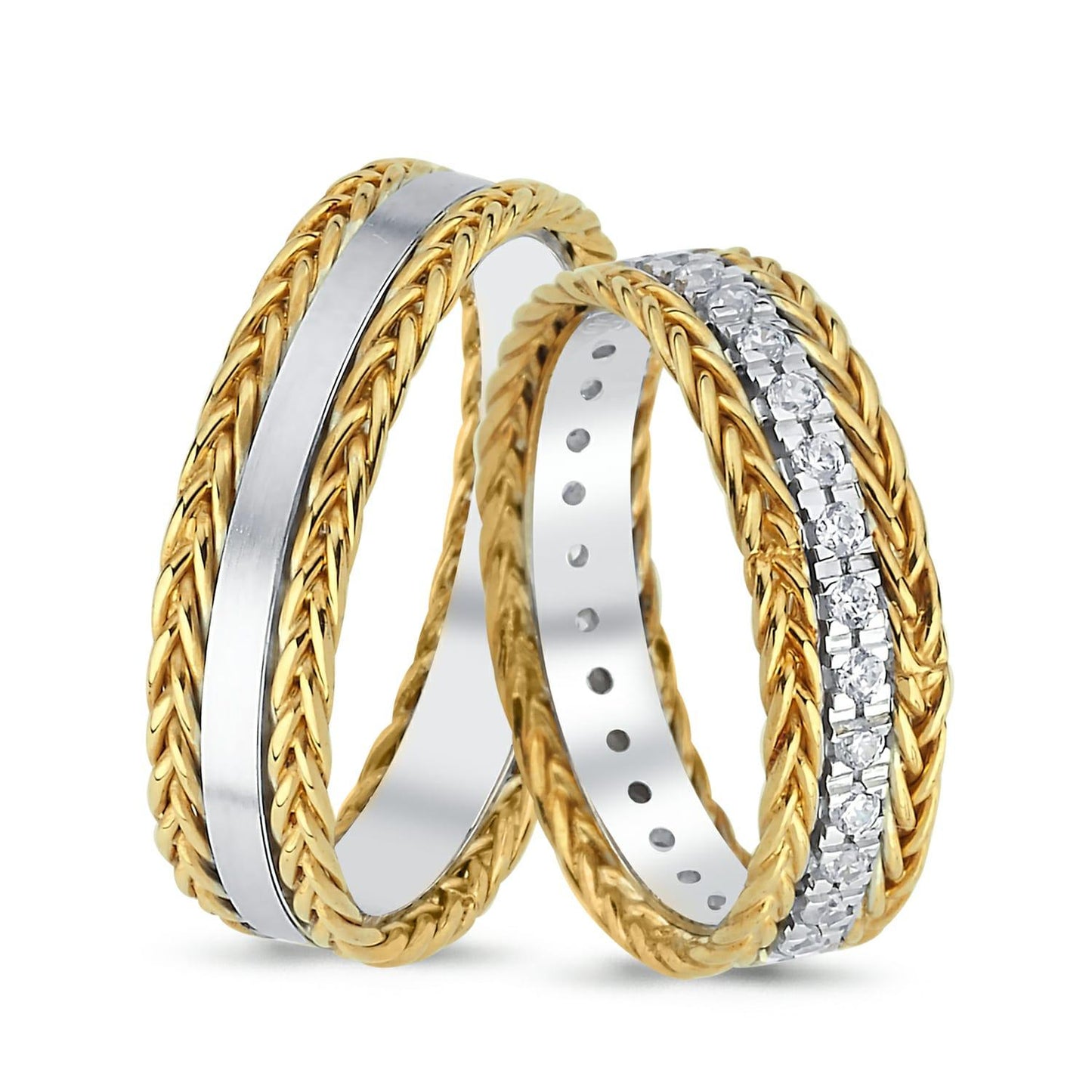 Paar goldene Eheringe im Set