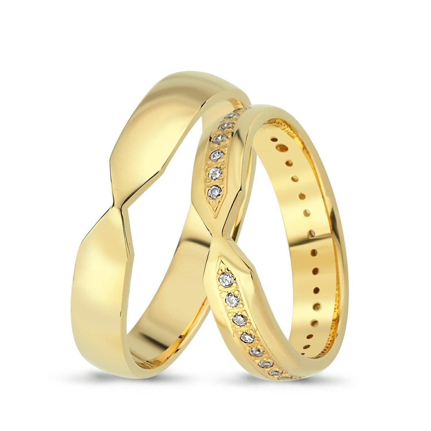 Paar goldene Eheringe im Set