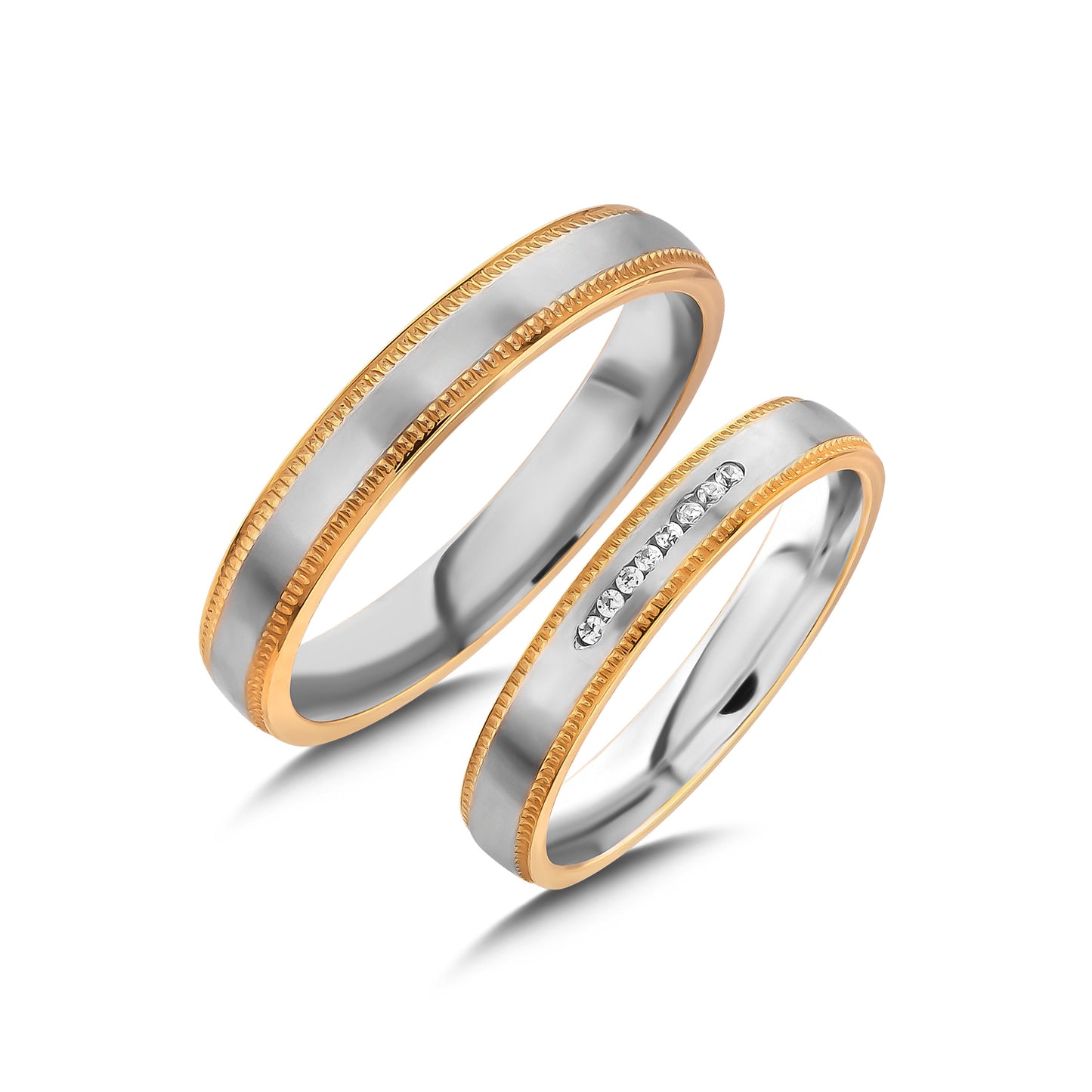 Couple Gold Wedding Ring Set