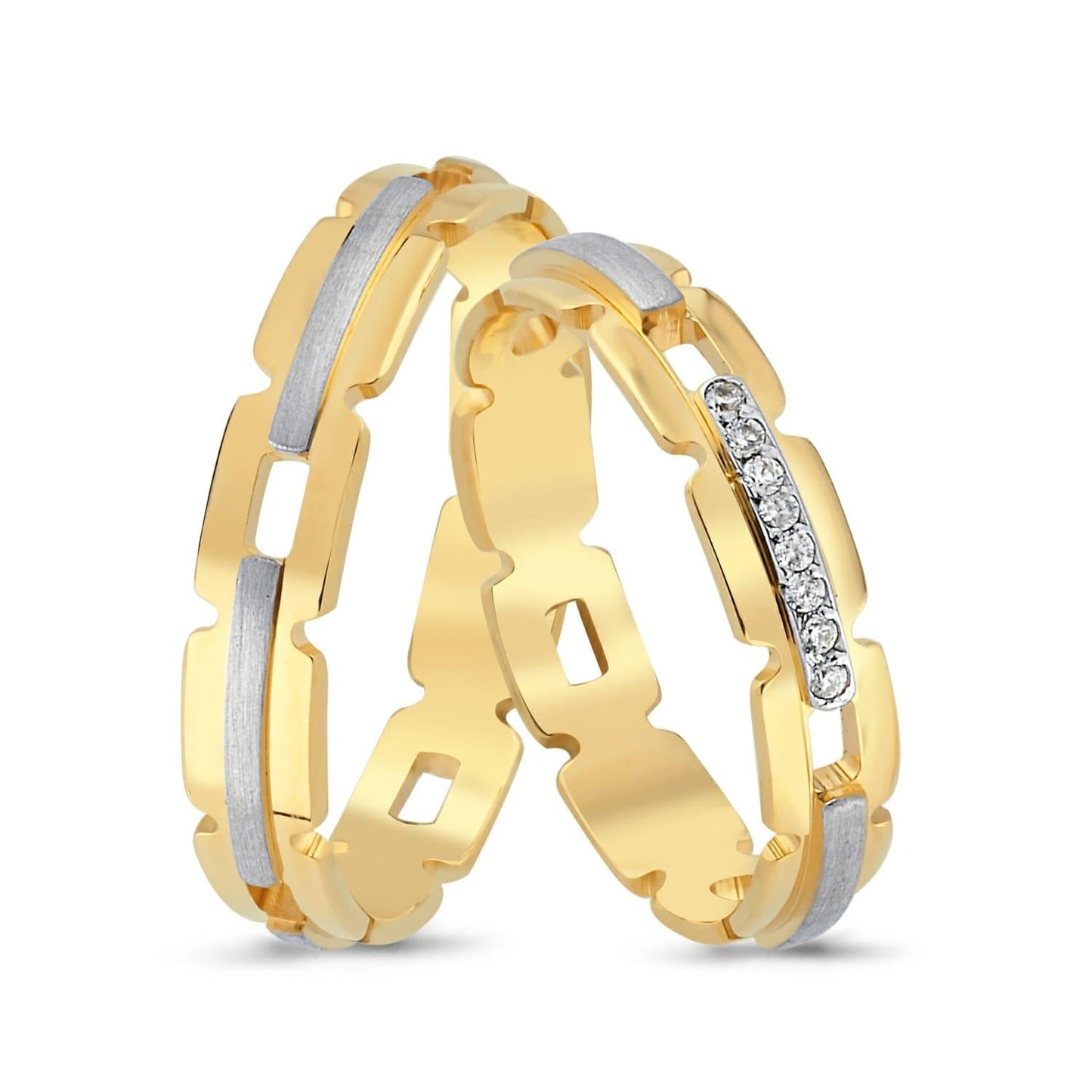 Paar goldene Eheringe im Set