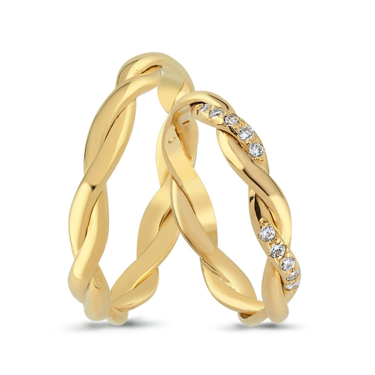 Paar goldene Eheringe im Set