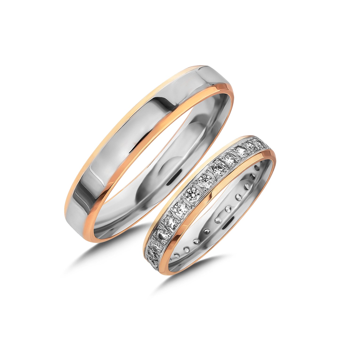 Paar goldene Eheringe im Set