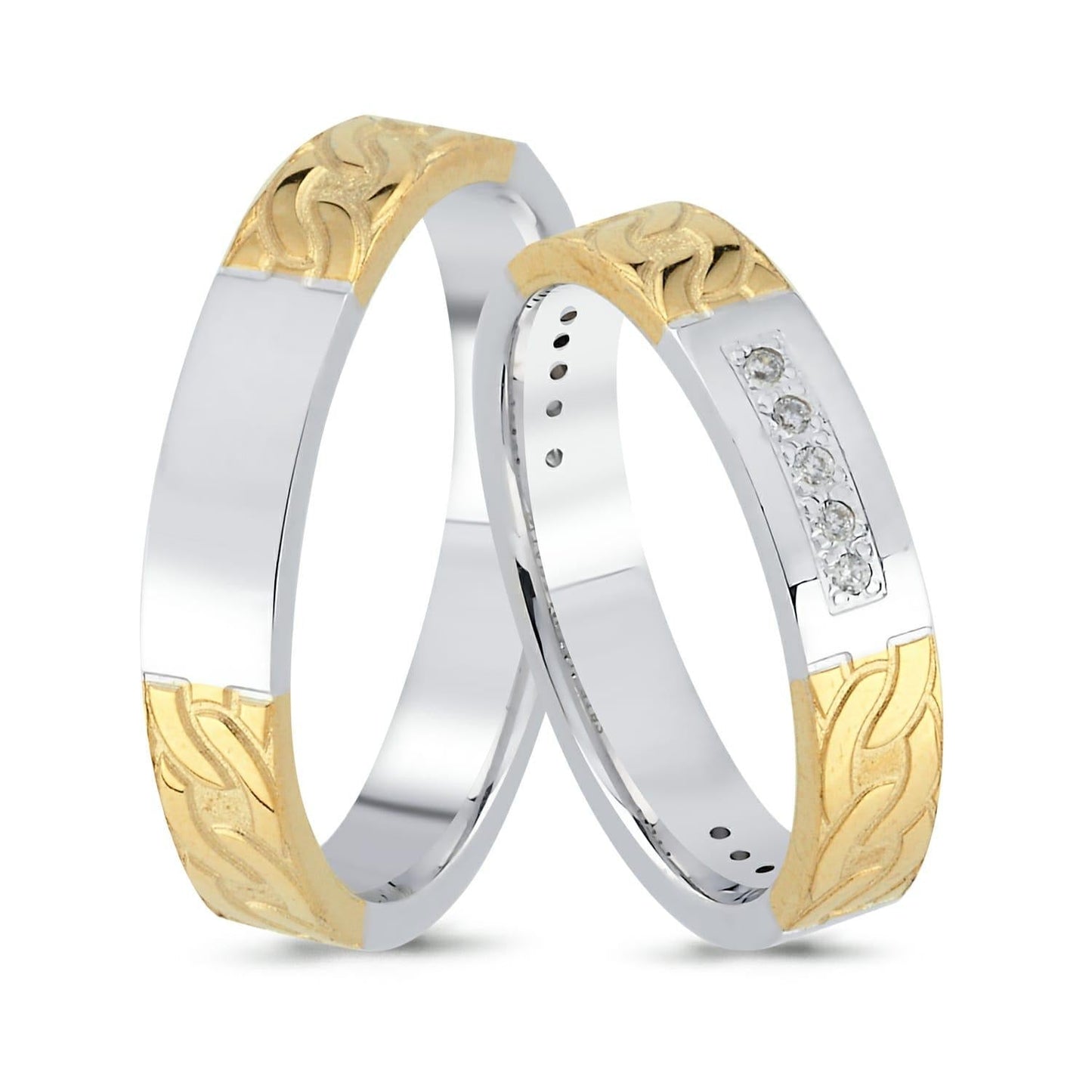 Paar goldene Eheringe im Set