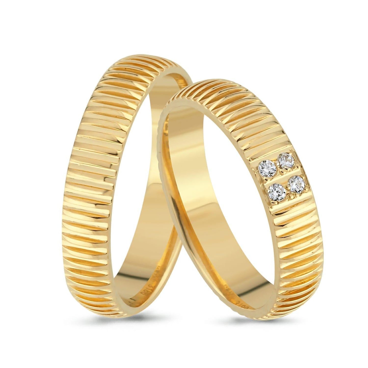 Couple Gold Wedding Ring Set