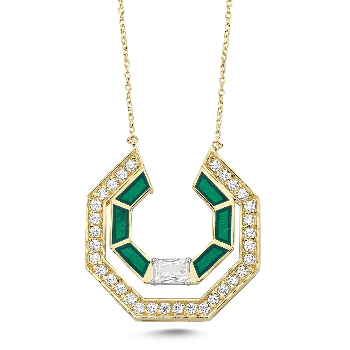 Aurora Halskette aus 14-karätigem Massivgold mit Steindetails