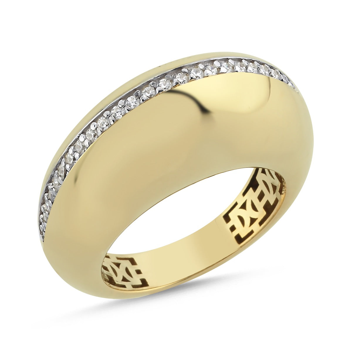 Riven Ring aus 14 Karat Massivgold mit Steindetails