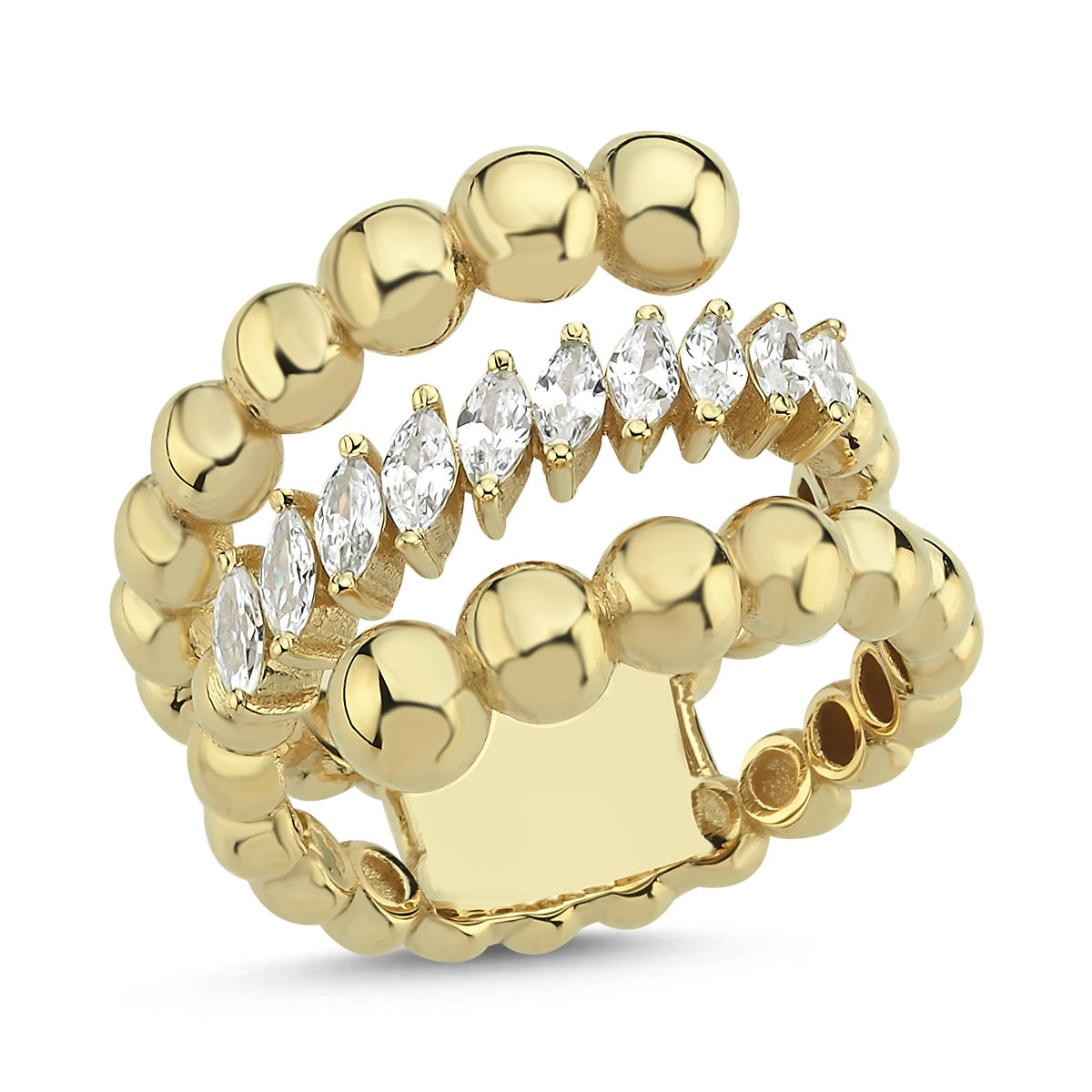 Nova Ring aus 14 Karat Massivgold mit Steindetails