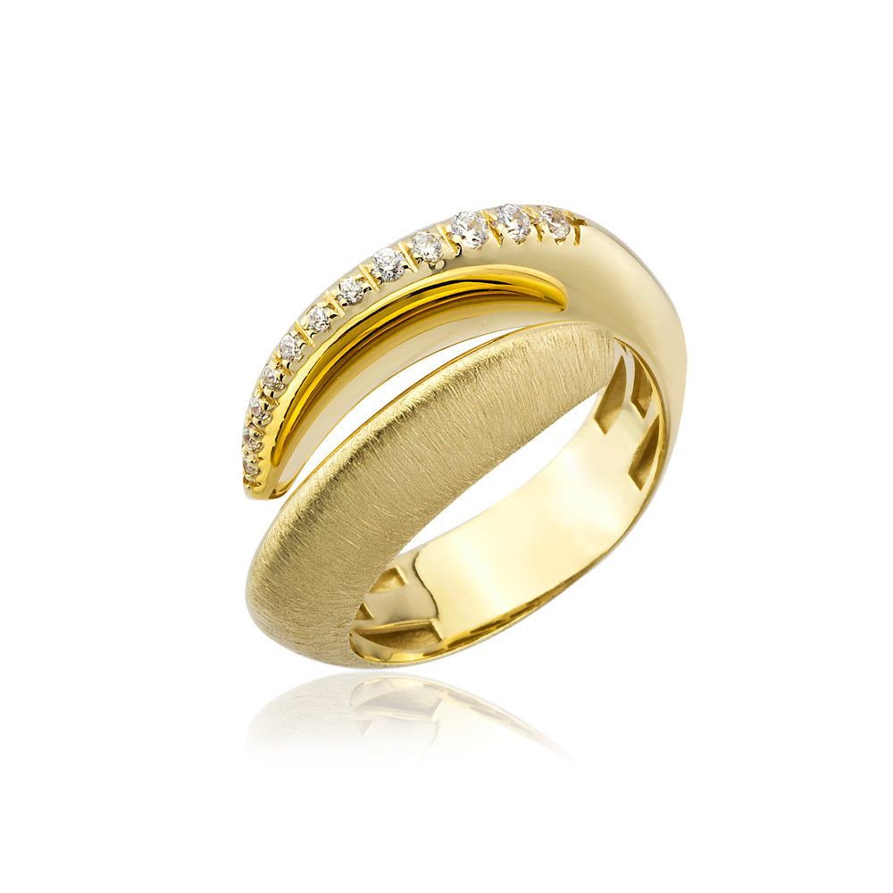Elysian Ring aus 14 Karat Massivgold mit Steindetails