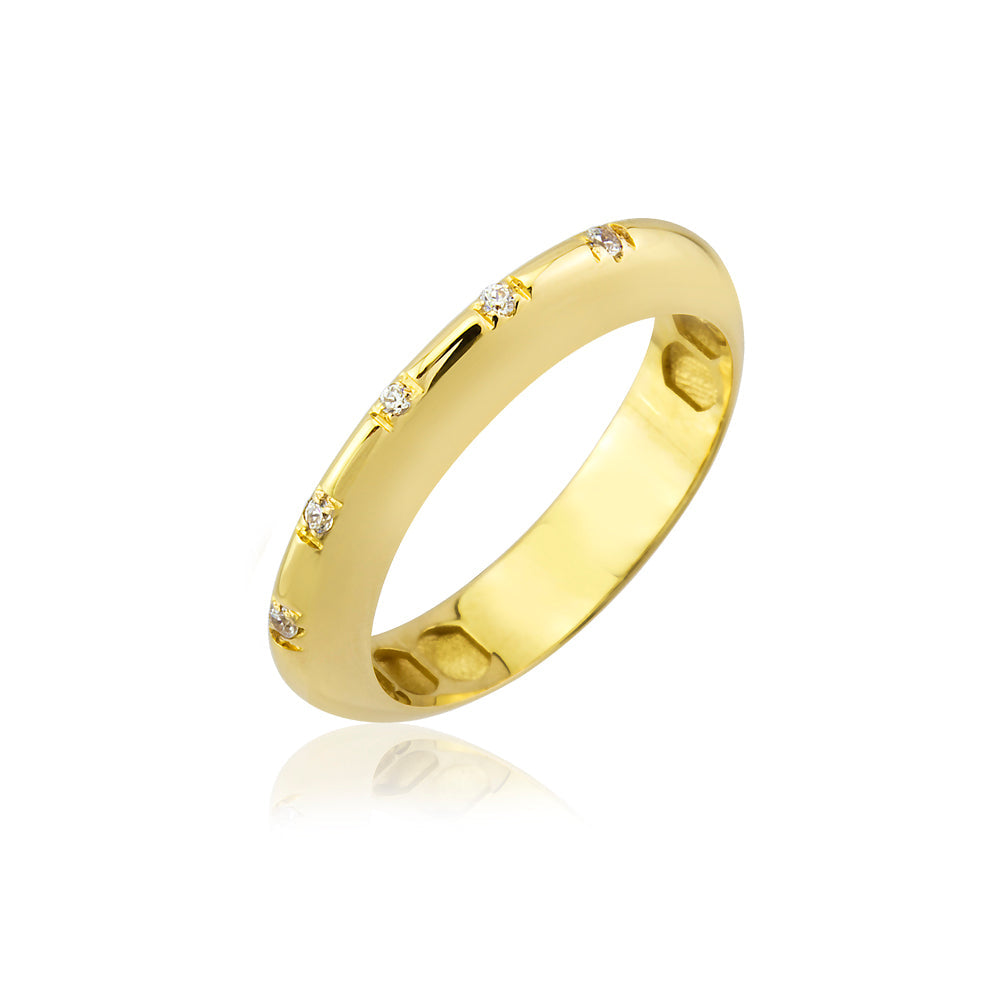 Nova Ring in 14K Solid Gold with Stone Details