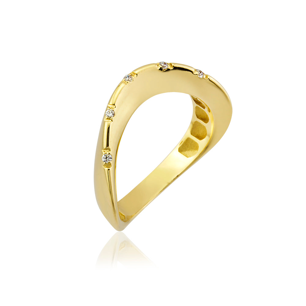 Celestia Ring aus 14 Karat Massivgold mit Steindetails