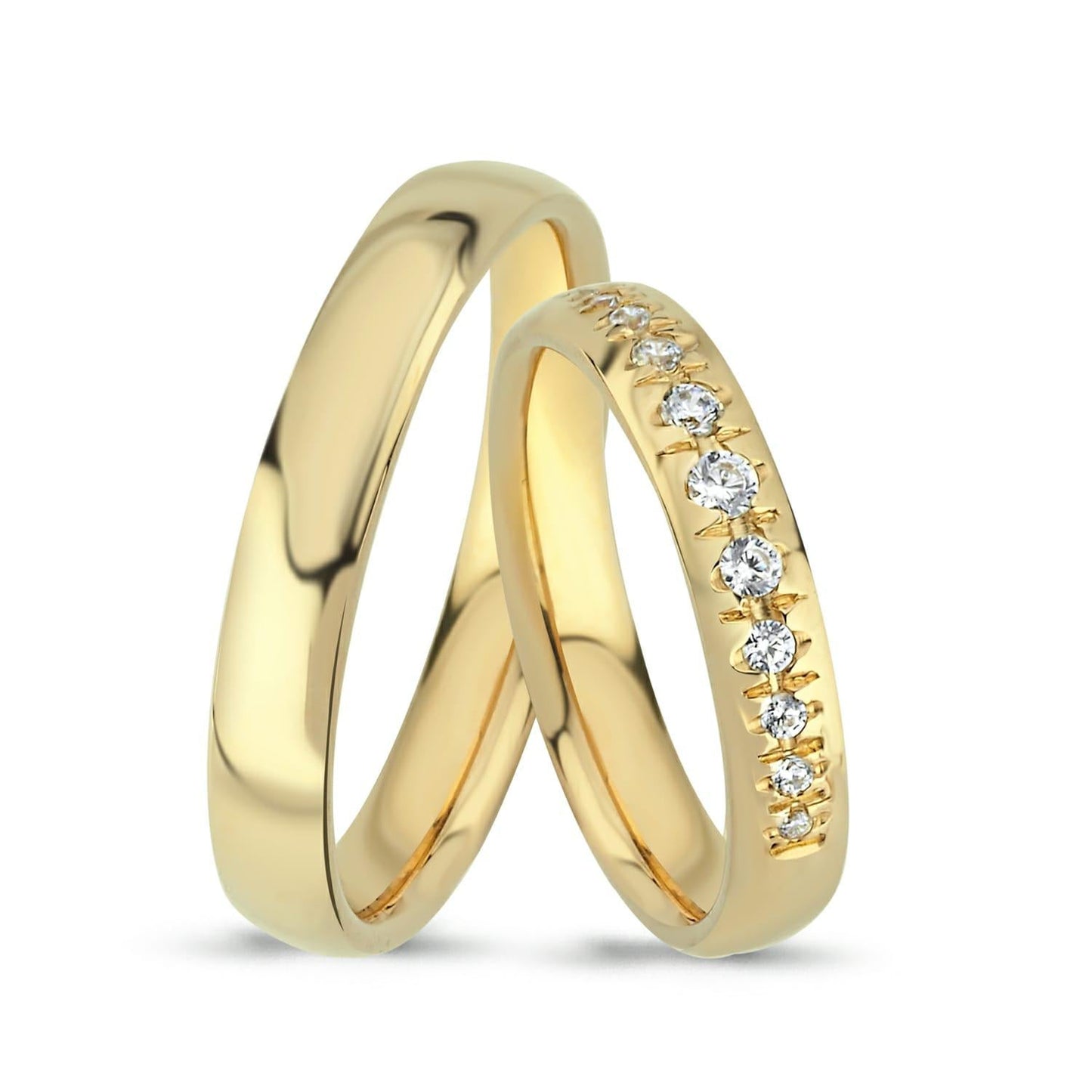 Couple Gold Wedding Ring Set
