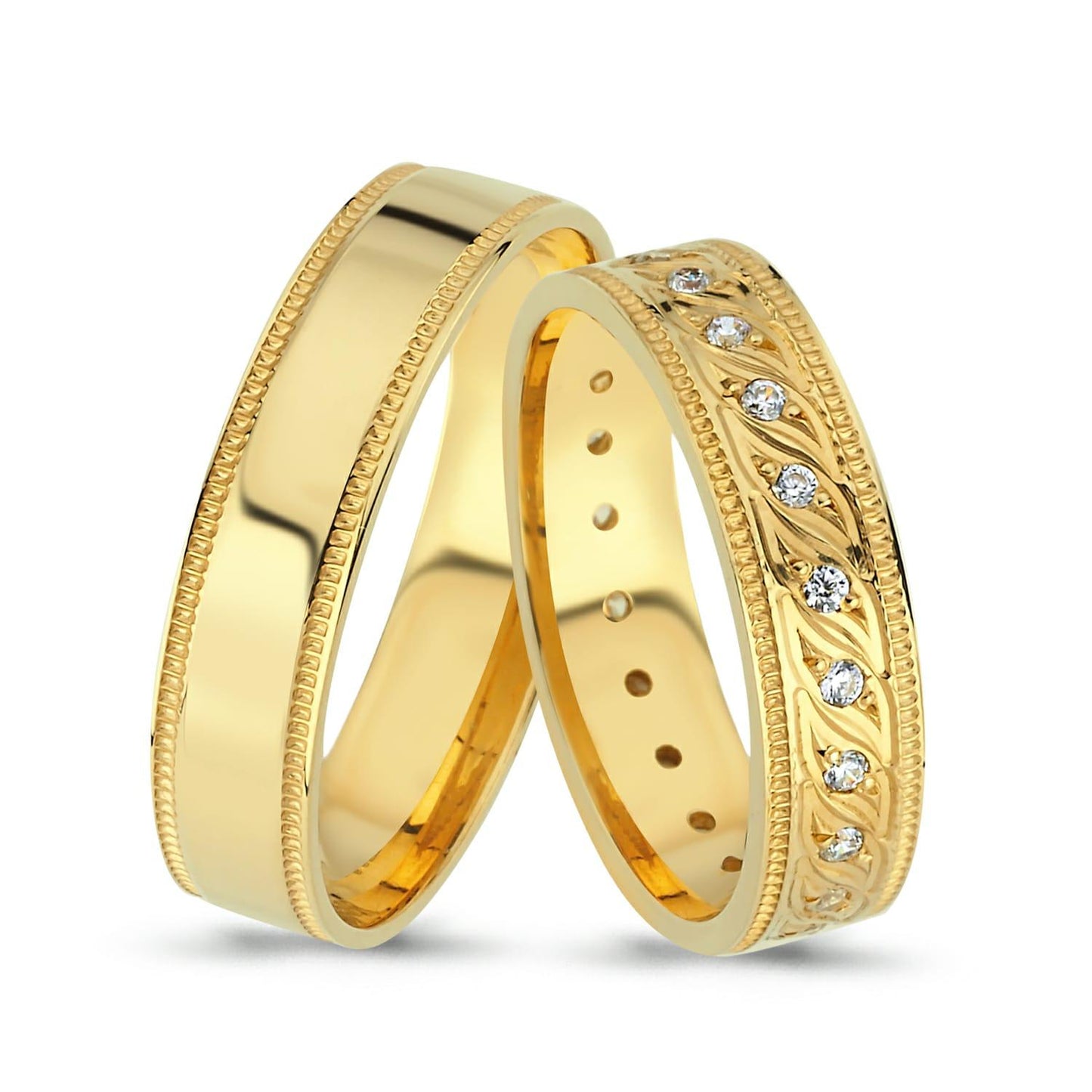 Couple Gold Wedding Ring Set