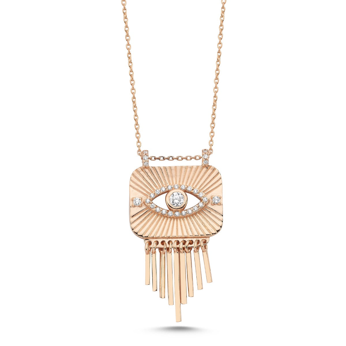 Evil Eye Halskette aus 14-karätigem Massivgold mit Steindetails