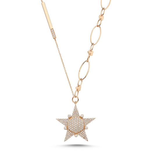 Aster Necklace in 14K Solid Gold with Stone Details