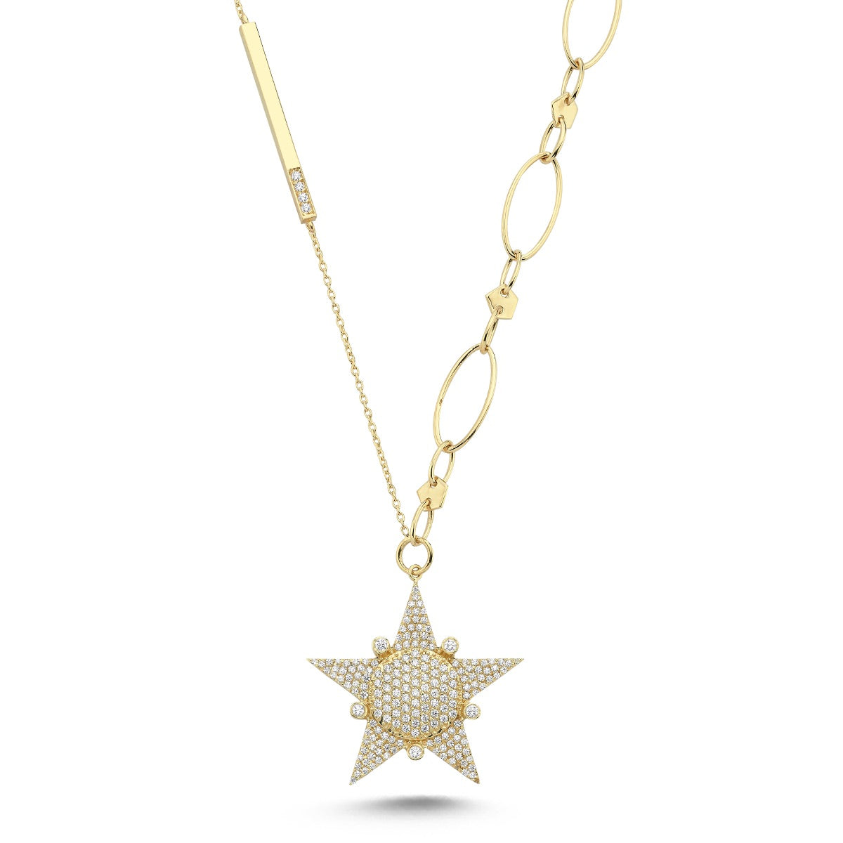 Aster Halskette aus 14-karätigem Massivgold mit Steindetails