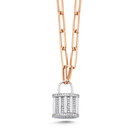 Clavis Necklace in 14K Solid Gold with Stone Details