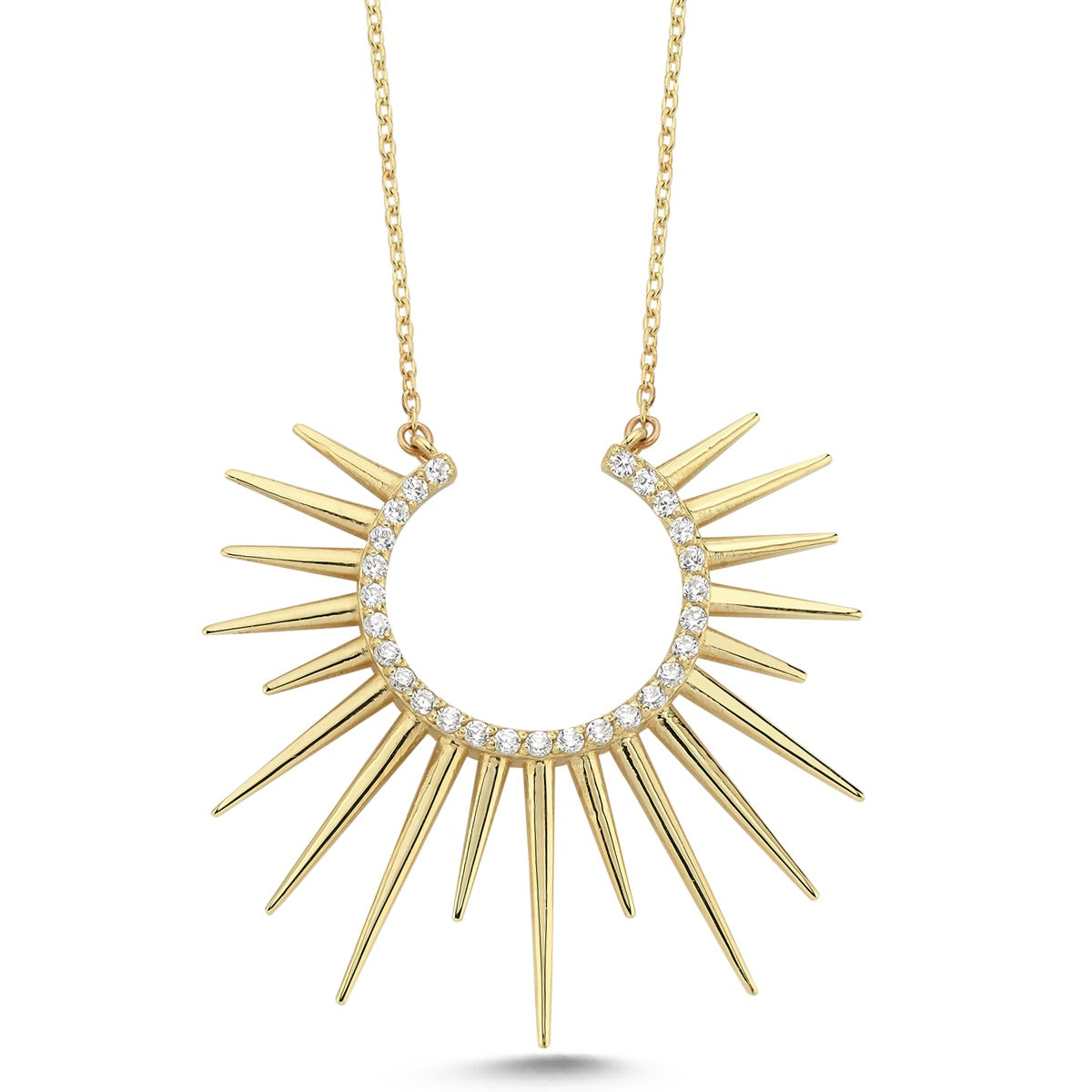 Solis Halskette aus 14-karätigem Massivgold mit Steindetails