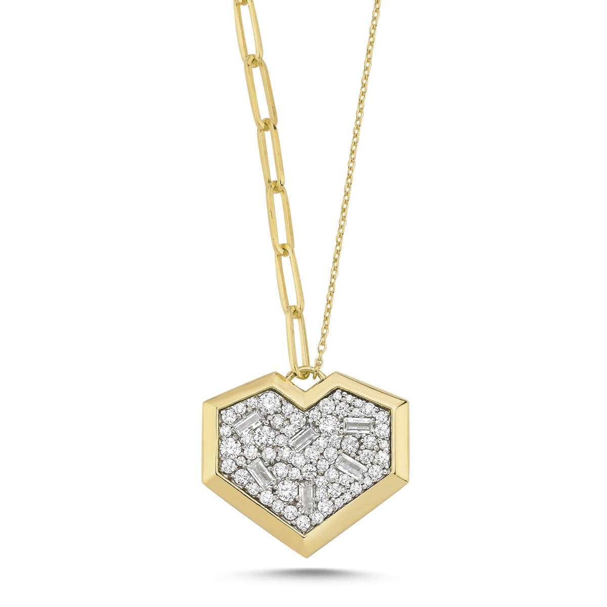 Kardia Halskette aus 14-karätigem Massivgold mit Steindetails