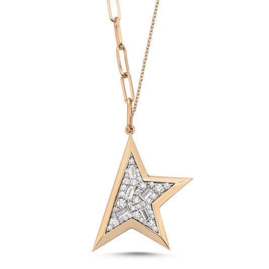 Stella Halskette aus 14-karätigem Massivgold mit Steindetails