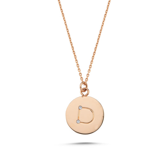 Aura Necklace in 14K Solid Gold with Letter Details