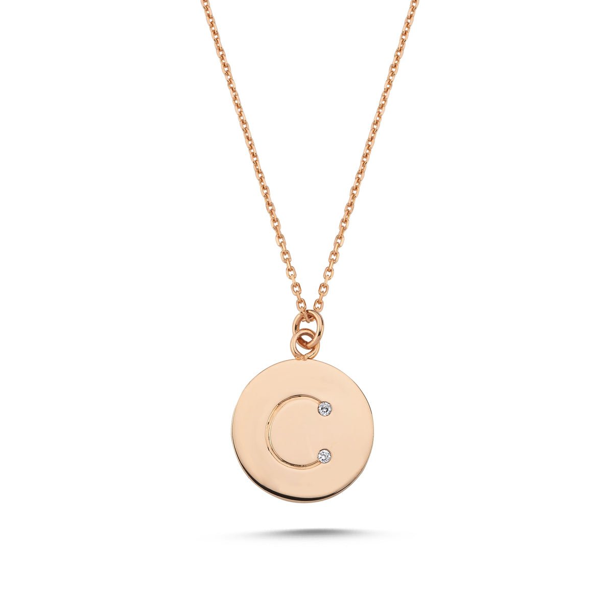 Aura Buchstabenhalskette aus 14-karätigem Gold mit Steindetail Roségold