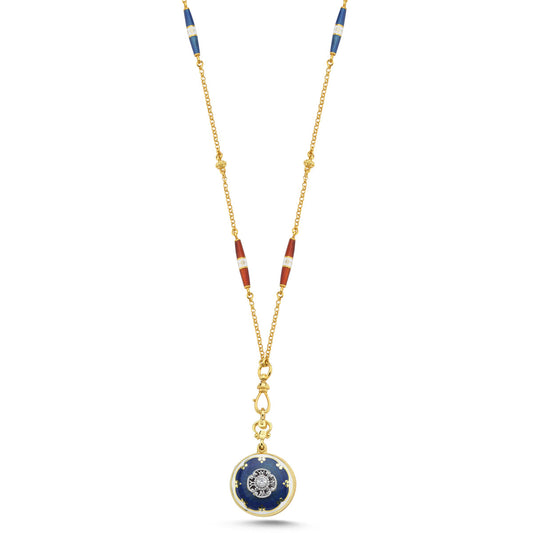 Celestial Medallion Necklace in 18K Solid Gold 