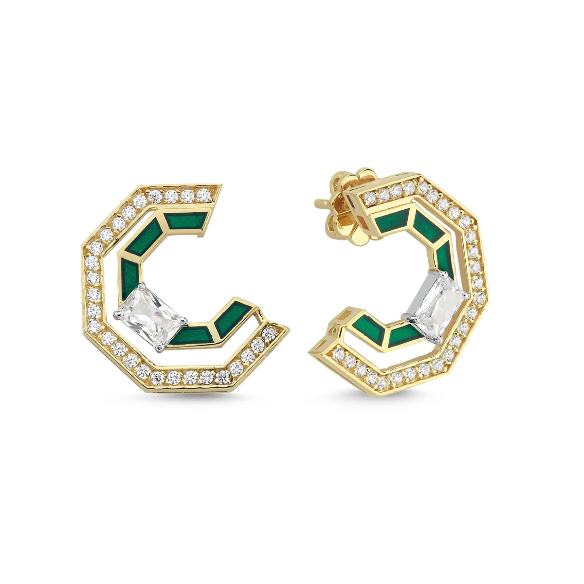 Aurora Ohrring aus 14 Karat Massivgold mit Steindetails