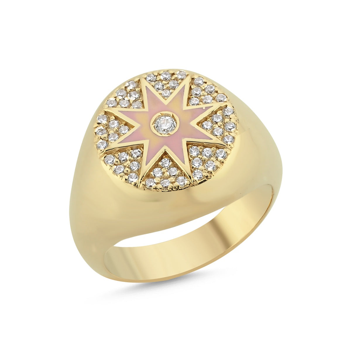 Nexus Ring aus 14 Karat Massivgold mit Steindetails
