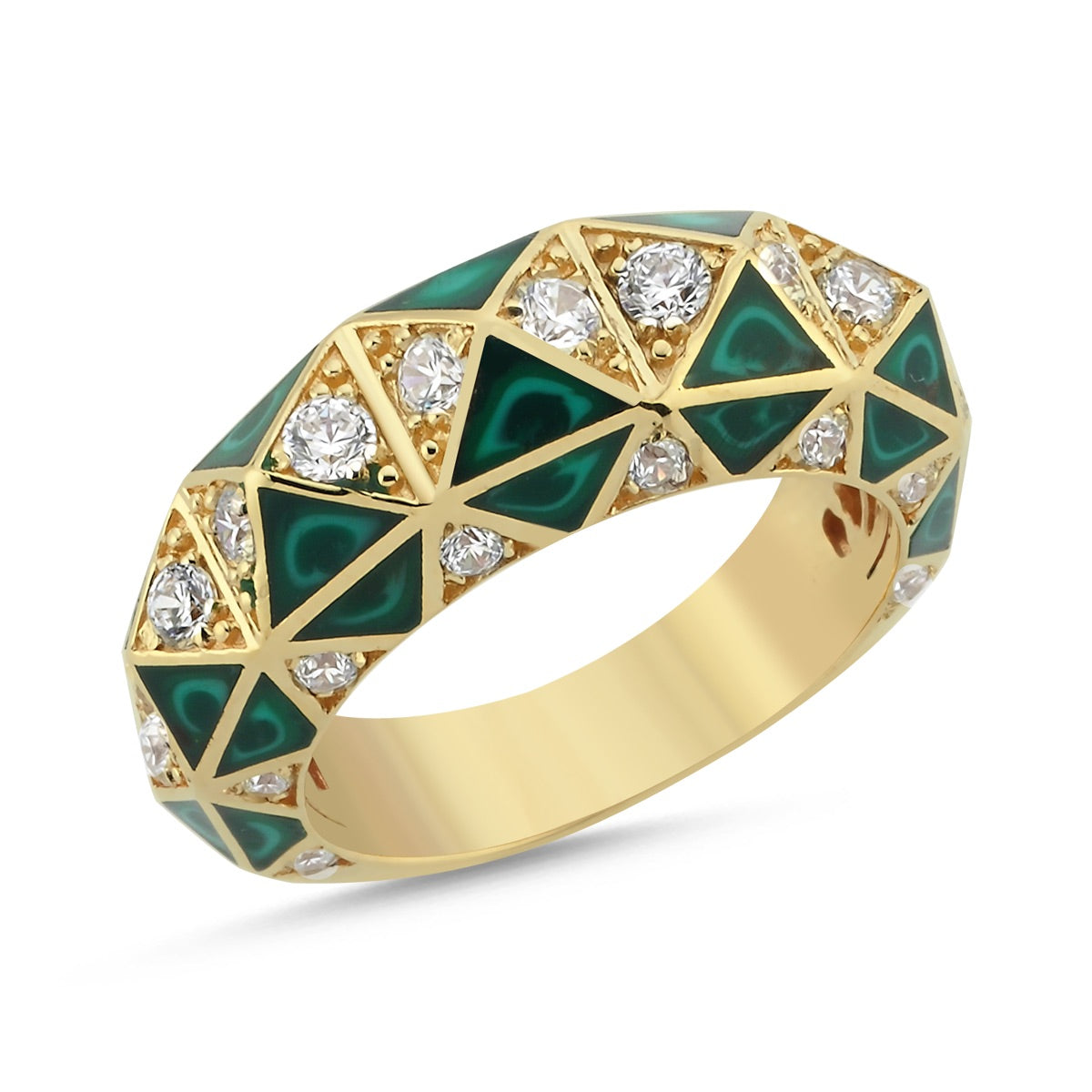 Aurora Ring aus 14 Karat Massivgold mit Steindetails