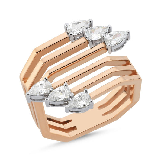 Vesperis Ring aus 14 Karat Massivgold mit Steindetails