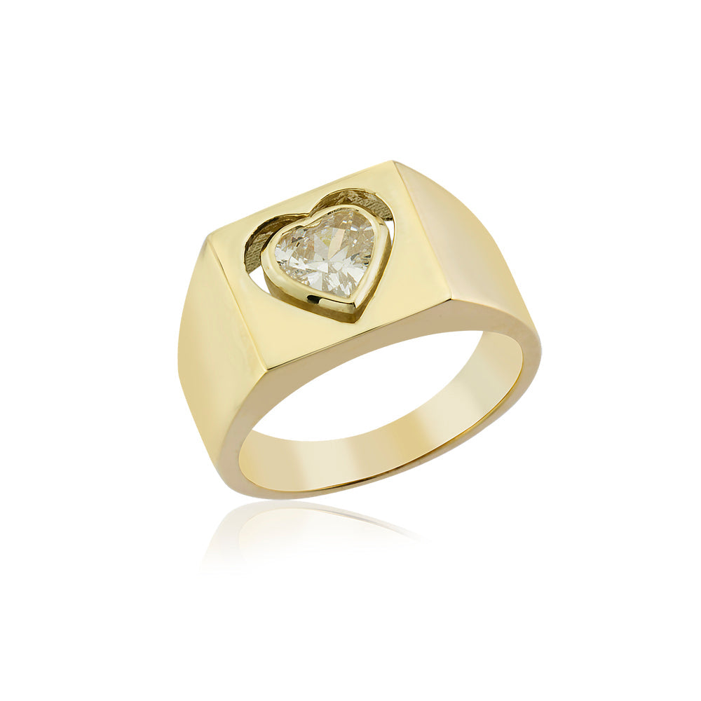 Kardium Ring aus 14 Karat Massivgold mit Steindetails