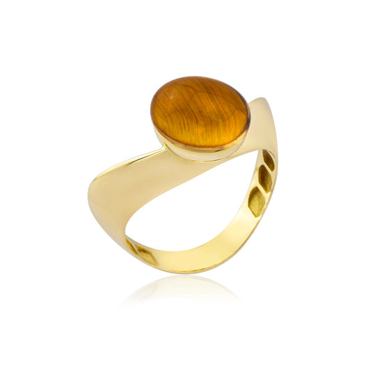 Auralis Ring in 14K Solid Gold with Stone Details